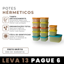 Kit com 13 Potes Herméticos com Tampas Antivazamento, Resistentes ao Freezer e ao Micro-ondas [Últimas Unidades]