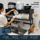 Escorredor de Pratos em Aço Inox  + BRINDE Kit Utensílios de Cozinha